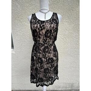 Express Dress Womens XS Black Floral Lace Tank Mini Sheath Cocktail Wedding
